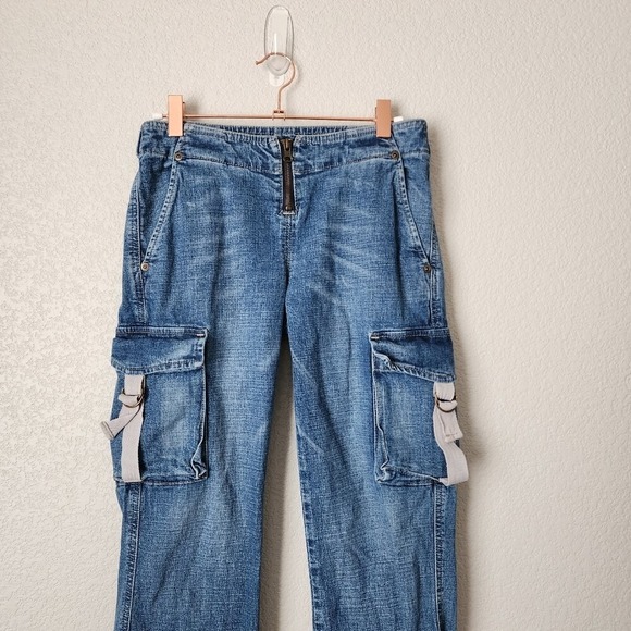 EXPRESS‎ x VINTAGE Y2K back pocketless low rise cargo jeans size 4 - Picture 7 of 12